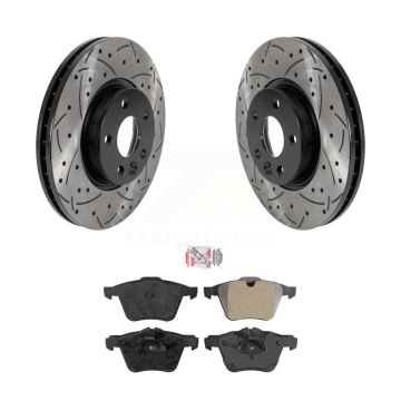 Front Coated Drilled Slotted Disc Brake Rotors And Semi-Metallic Pads Kit For Volvo V70 KDA-102355