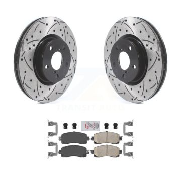 Front Coated Drilled Slotted Disc Brake Rotors And Ceramic Pads Kit For Subaru Impreza KDA-102357