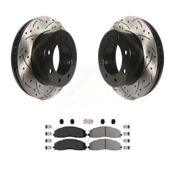 Front Drilled Slot Brake Rotor & Semi-Metallic Pad Kit For 2013 Ford F-250 Super Duty 4WD KDA-102359