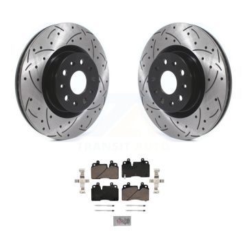 Front Coated Drilled Slotted Disc Brake Rotors And Ceramic Pads Kit For Cadillac CT6 KDA-102364
