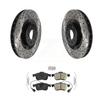 Front Coated Drilled Slotted Disc Brake Rotor And Ceramic Pad Kit For 2014-2020 Fiat 500L KDA-102365
