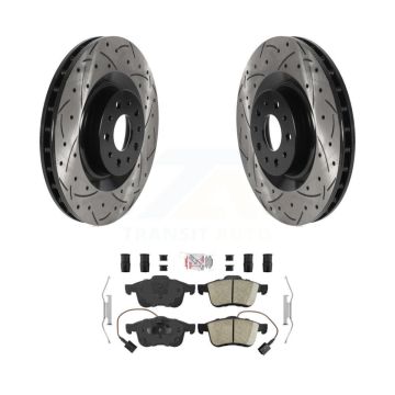 Front Coated Drilled Slotted Disc Brake Rotor And Ceramic Pad Kit For 2014-2020 Fiat 500L KDA-102366