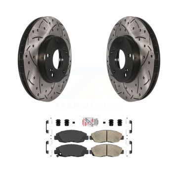 Front Coated Drilled Slotted Disc Brake Rotor And Ceramic Pad Kit For 2011 Honda Civic GX KDA-102373