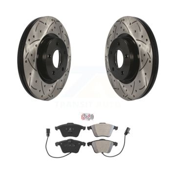 Front Coated Drilled Slotted Disc Brake Rotors And Semi-Metallic Pads Kit For Volvo S40 KDA-102378