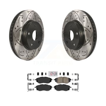 Front Coated Drilled Slotted Disc Brake Rotor Ceramic Pad Kit For 2015 Subaru Legacy 2.5L KDA-102380