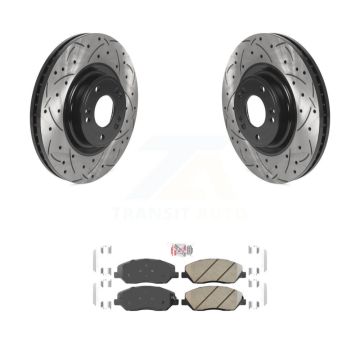 Front Coated Drilled Slot Disc Brake Rotors Ceramic Pad Kit For 2012 Hyundai Genesis 3.8L KDA-102386