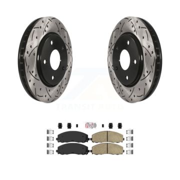 Front Coated Drilled Slotted Disc Brake Rotor And Ceramic Pad Kit For Dodge Grand Caravan KDA-102390