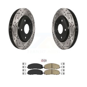 Front Coated Drilled Slotted Disc Brake Rotor And Ceramic Pad Kit For Dodge Grand Caravan KDA-102391