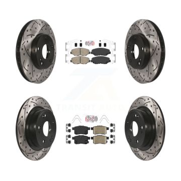 Front Rear Ceramic Pads And Coated Drilled Slotted Disc Brake Rotors Kit For Honda Accord KDA-102393