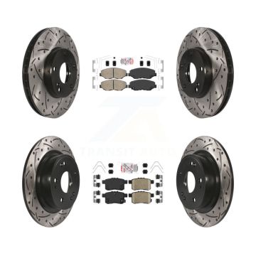 Front Rear Ceramic Pads And Coated Drilled Slotted Disc Brake Rotors Kit For Honda Accord KDA-102394