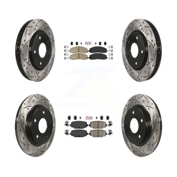 Front Rear Ceramic Pad & Coated Drilled Slot Disc Brake Rotor Kit For Dodge Grand Caravan KDA-102399