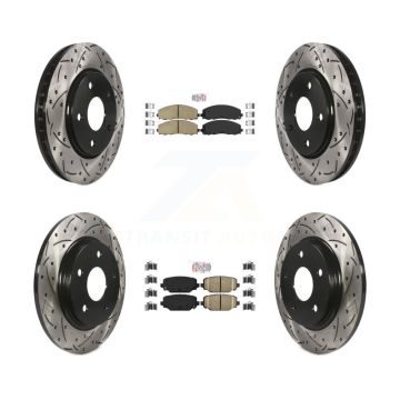 Front Rear Ceramic Pad & Coated Drilled Slot Disc Brake Rotor Kit For Dodge Grand Caravan KDA-102402
