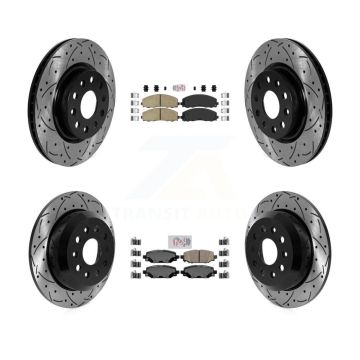 Front Rear Ceramic Pad Drill Slot Disc Brake Rotors Kit For 2018-2020 Jeep Wrangler Sport KDA-102403