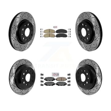 Front Rear Ceramic Pad Drill Slot Disc Brake Rotors Kit For 2018-2020 Jeep Wrangler Sport KDA-102405