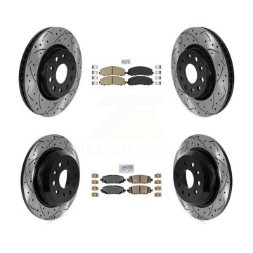 Front Rear Ceramic Pad & Drilled Slot Brake Rotor Kit For 2018-2020 Jeep Wrangler Rubicon KDA-102406