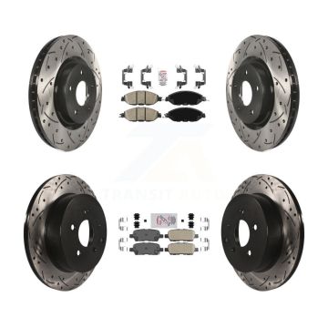 Front Rear Ceramic Pad Drilled Slot Brake Rotor Kit For Nissan Murano Pathfinder INFINITI KDA-102408