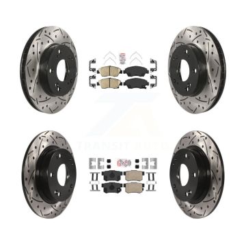 Front Rear Ceramic Pad Coat Drill Slot Disc Brake Rotors Kit For 2013-2015 Acura ILX 1.5L KDA-102411
