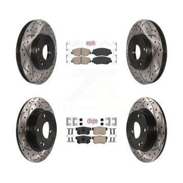Front Rear Ceramic Pad Coat Drill Slot Disc Brake Rotors Kit For 2014-2015 Acura ILX 2.0L KDA-102412