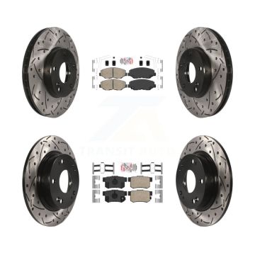 Front Rear Ceramic Pad Coat Drill Slot Disc Brake Rotors Kit For 2014-2015 Acura ILX 2.0L KDA-102414