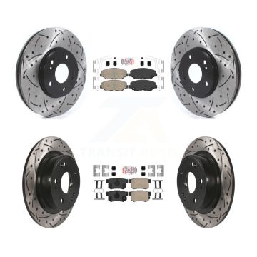 Front Rear Ceramic Pads And Coated Drilled Slotted Disc Brake Rotors Kit For Honda Accord KDA-102416