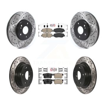 Front Rear Ceramic Pads And Coated Drilled Slotted Disc Brake Rotors Kit For Honda Accord KDA-102418