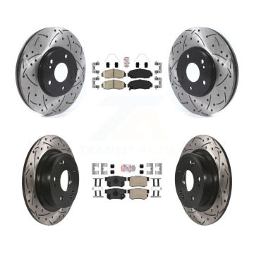 Front Rear Ceramic Pads And Coated Drilled Slotted Disc Brake Rotors Kit For Honda Accord KDA-102420