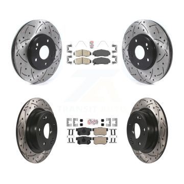 Front Rear Ceramic Pads And Coated Drilled Slotted Disc Brake Rotors Kit For Honda Accord KDA-102424