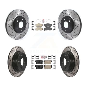 Front Rear Ceramic Pads And Coated Drilled Slotted Disc Brake Rotors Kit For Honda Accord KDA-102426