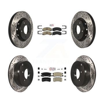 Front Rear Ceramic Pad Coated Drilled Slotted Disc Brake Rotors Kit For Mitsubishi Lancer KDA-102427