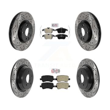 Front Rear Semi-Metallic Pad Drill Slot Brake Rotor Kit For 12-15 Land Rover Range Evoque KDA-102428