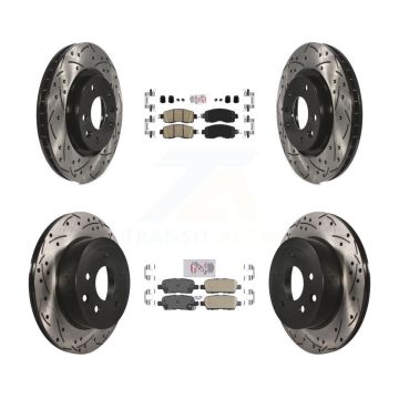 Front Rear Ceramic Pads And Coated Drilled Slotted Disc Brake Rotors Kit For Nissan LEAF KDA-102429