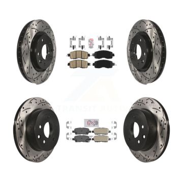 Front Rear Ceramic Pads And Coated Drilled Slotted Disc Brake Rotors Kit For Nissan LEAF KDA-102431