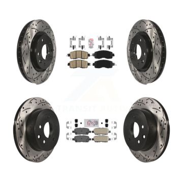 Front Rear Ceramic Pads And Coated Drilled Slotted Disc Brake Rotors Kit For Nissan LEAF KDA-102432