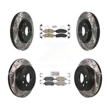 Front Rear Ceramic Pads And Coated Drilled Slotted Disc Brake Rotors Kit For Nissan LEAF KDA-102433