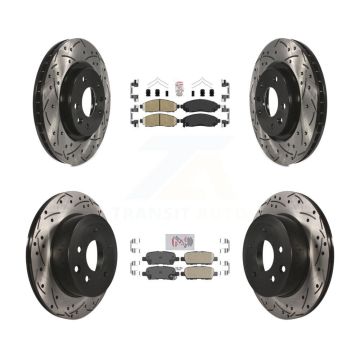 Front Rear Ceramic Pads And Coated Drilled Slotted Disc Brake Rotors Kit For Nissan LEAF KDA-102435