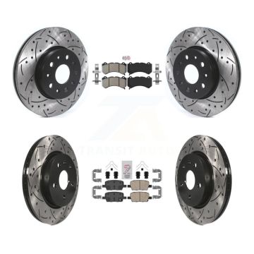 Front Semi-Metallic Rear Ceramic Pad Drill Slot Disc Brake Rotor Kit For Chevrolet Camaro KDA-102439