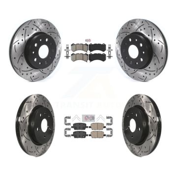 Front Semi-Metallic Rear Ceramic Pad Drill Slot Disc Brake Rotor Kit For Chevrolet Camaro KDA-102440