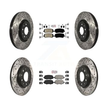 Front Rear Ceramic Pads And Coated Drilled Slotted Disc Brake Rotors Kit For Chrysler 200 KDA-102444