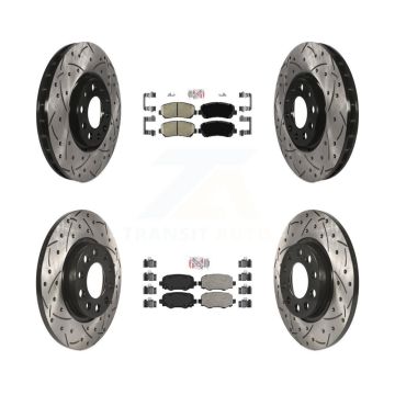 Front Rear Ceramic Pads And Coated Drilled Slotted Disc Brake Rotors Kit For Chrysler 200 KDA-102446