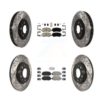 Front Rear Ceramic Pads And Coated Drilled Slotted Disc Brake Rotors Kit For Chrysler 200 KDA-102448