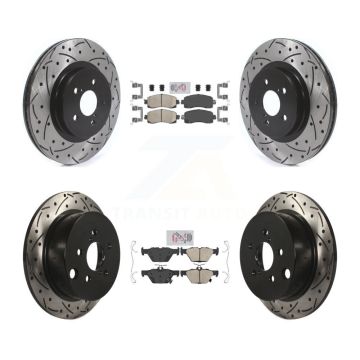 Front Rear Ceramic Pad & Coated Drilled Slotted Disc Brake Rotor Kit For Subaru Crosstrek KDA-102457