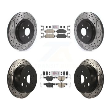 Front Rear Ceramic Pad & Coated Drilled Slotted Disc Brake Rotor Kit For Subaru Crosstrek KDA-102458