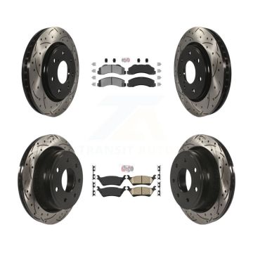 Front Semi-Metallic Rear Ceramic Pad Coat Drill Slot Disc Brake Rotors Kit For Ford F-150 KDA-102468