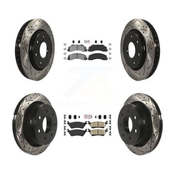 Front Semi-Metallic Rear Ceramic Pad Coat Drill Slot Disc Brake Rotors Kit For Ford F-150 KDA-102469