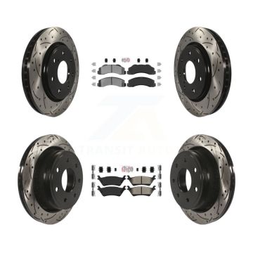 Front Rear Semi-Metallic Pad Drill Slot Brake Rotors Kit For Ford F-150 With 7 Lug Wheels KDA-102470