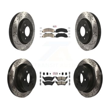Front Ceramic Rear Semi-Metallic Pad Coat Drill Slot Disc Brake Rotors Kit For Ford F-150 KDA-102479