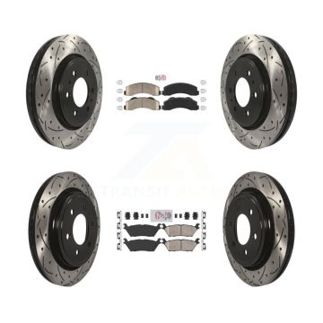 Front Rear Ceramic Pads And Coated Drilled Slotted Disc Brake Rotors Kit For Ford F-150 KDA-102482