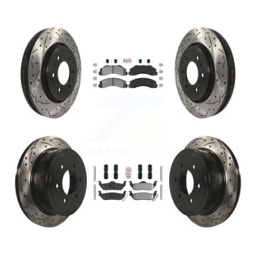 Front Rear Semi-Metallic Pad Drill Slot Brake Rotors Kit For Ford F-150 With 6 Lug Wheels KDA-102485