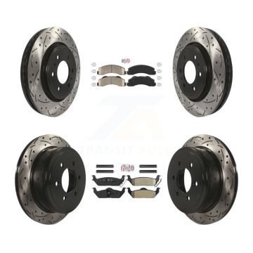 Front Ceramic Rear Semi-Metallic Pad Coat Drill Slot Disc Brake Rotors Kit For Ford F-150 KDA-102488
