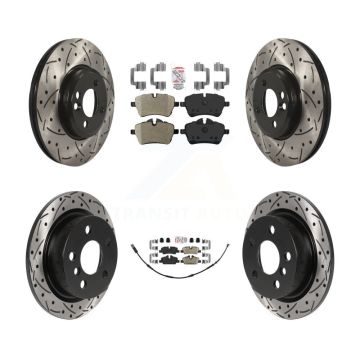 Front Semi-Metallic Rear Ceramic Pad Drill Slot Brake Rotor Kit For Mini Cooper 2.0L/1.5L KDA-102494